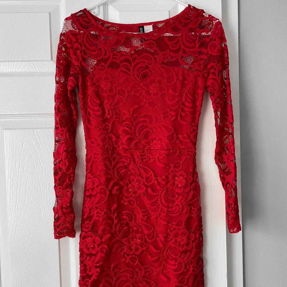 H&M Red Lace Dress Size 6